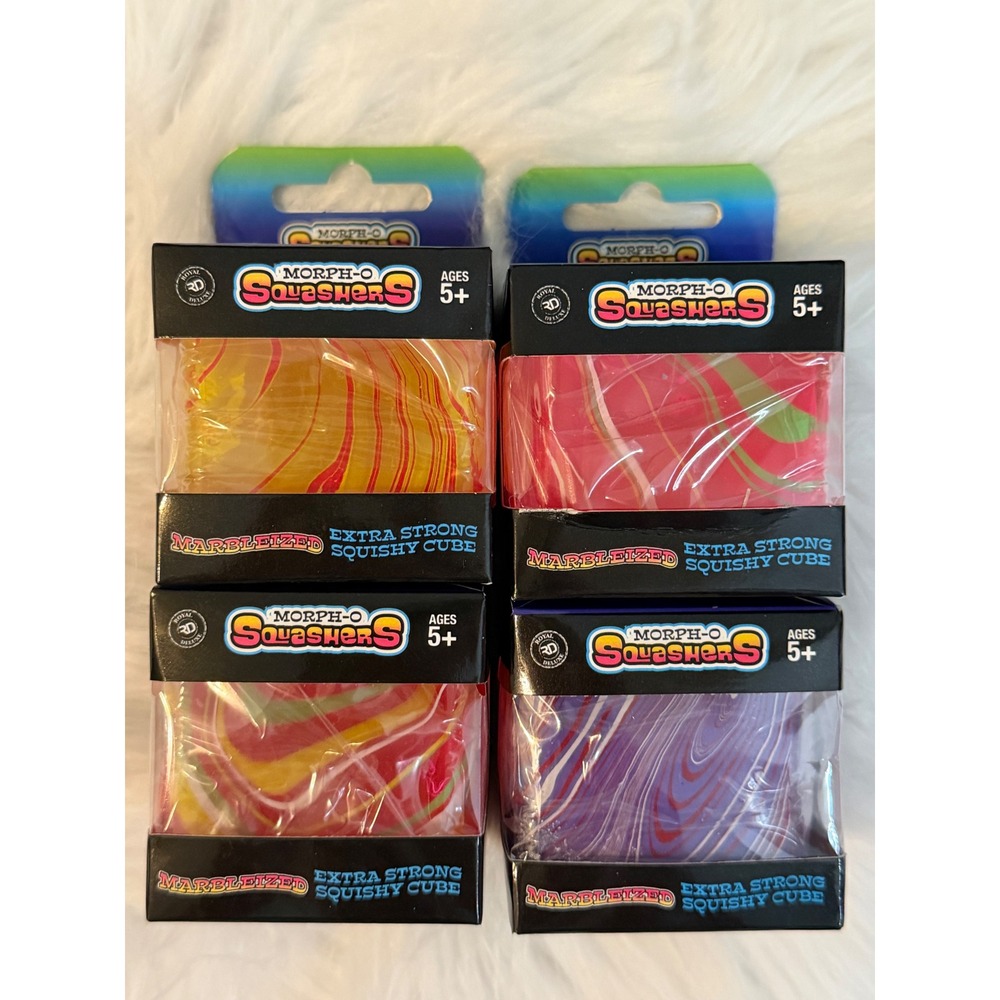 Morph-O Squashers 4 Pack Marbleized Extra Strong Squishy Cube Fidget Toys